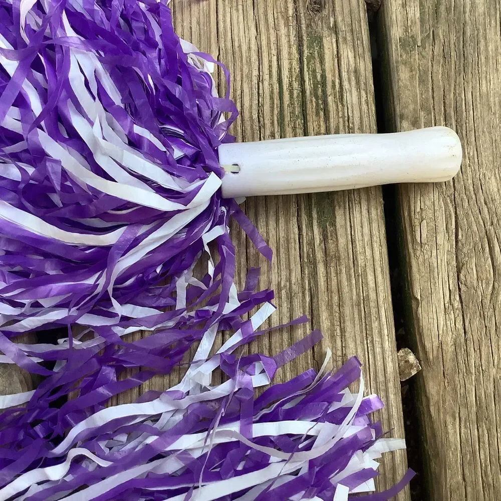 Cheerleading Pom Poms Pair Purple White 9